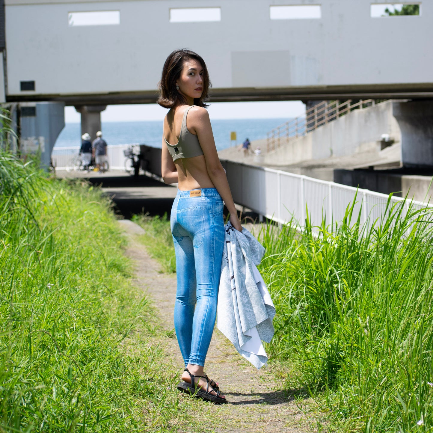デニムプリントトレンカパンツ / DENIM PRINT LEGGINGS PANTS #水着に見えない!リアルデニムプリント