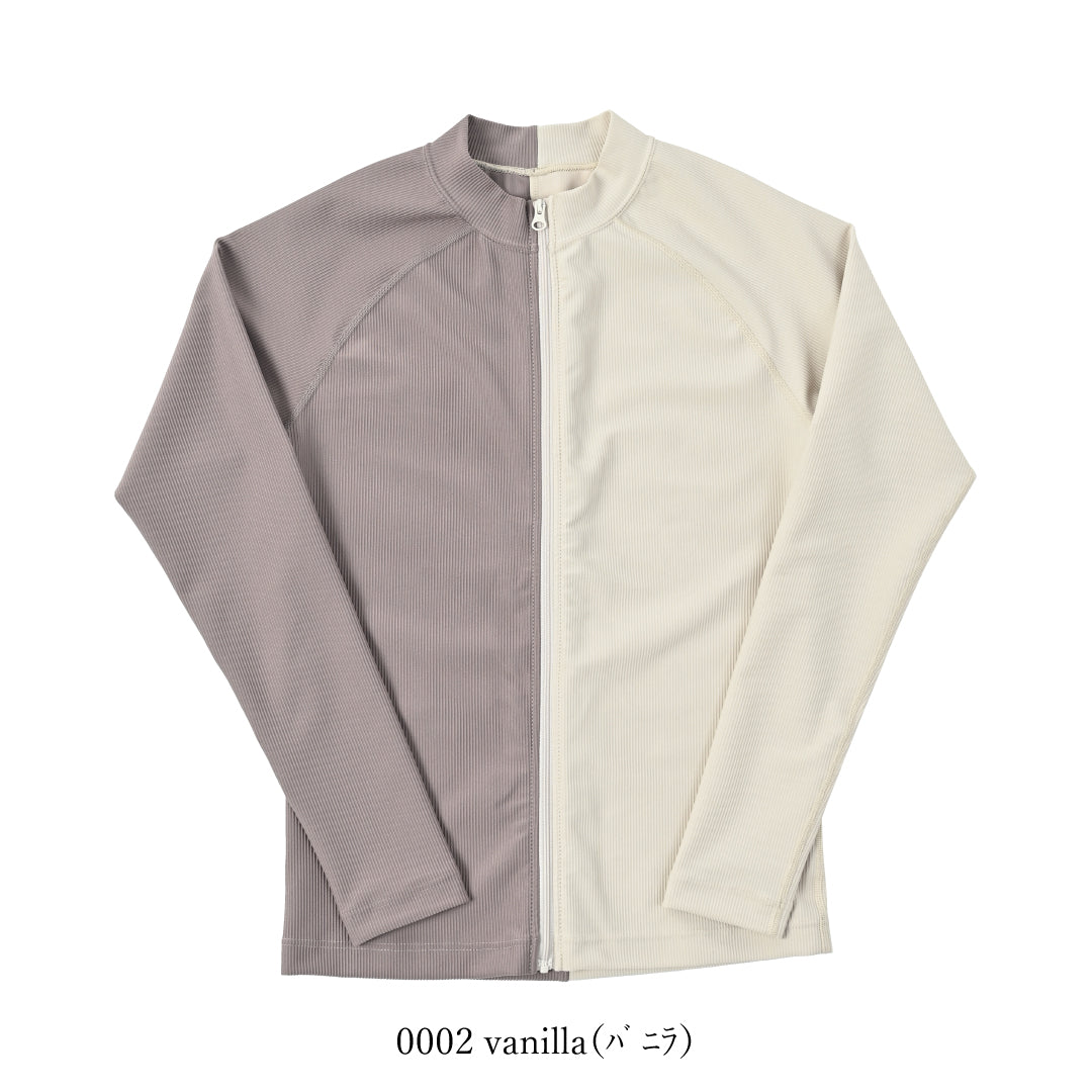 前ZIPリブラッシュガード / Rib Zip Rash Guard　#羽織るだけで、品よく決まる。大人のリブ・ラッシュガード。
