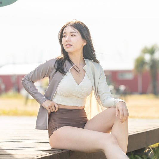 前ZIPリブラッシュガード / Rib Zip Rash Guard　#羽織るだけで、品よく決まる。大人のリブ・ラッシュガード。