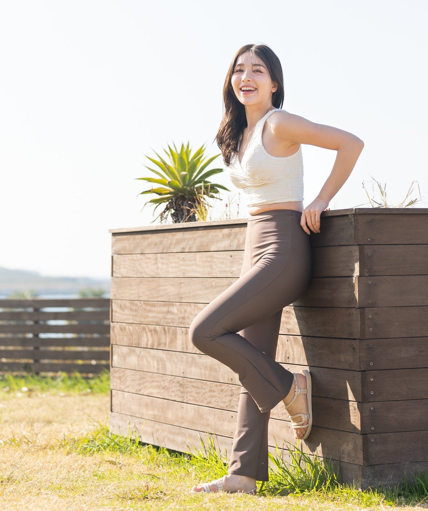 リブフレアレギンス  / Rib Hem flare Leggings 　#日差し対策も、スタイルアップも。